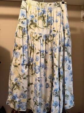 Blue Floral Maxi Skirt